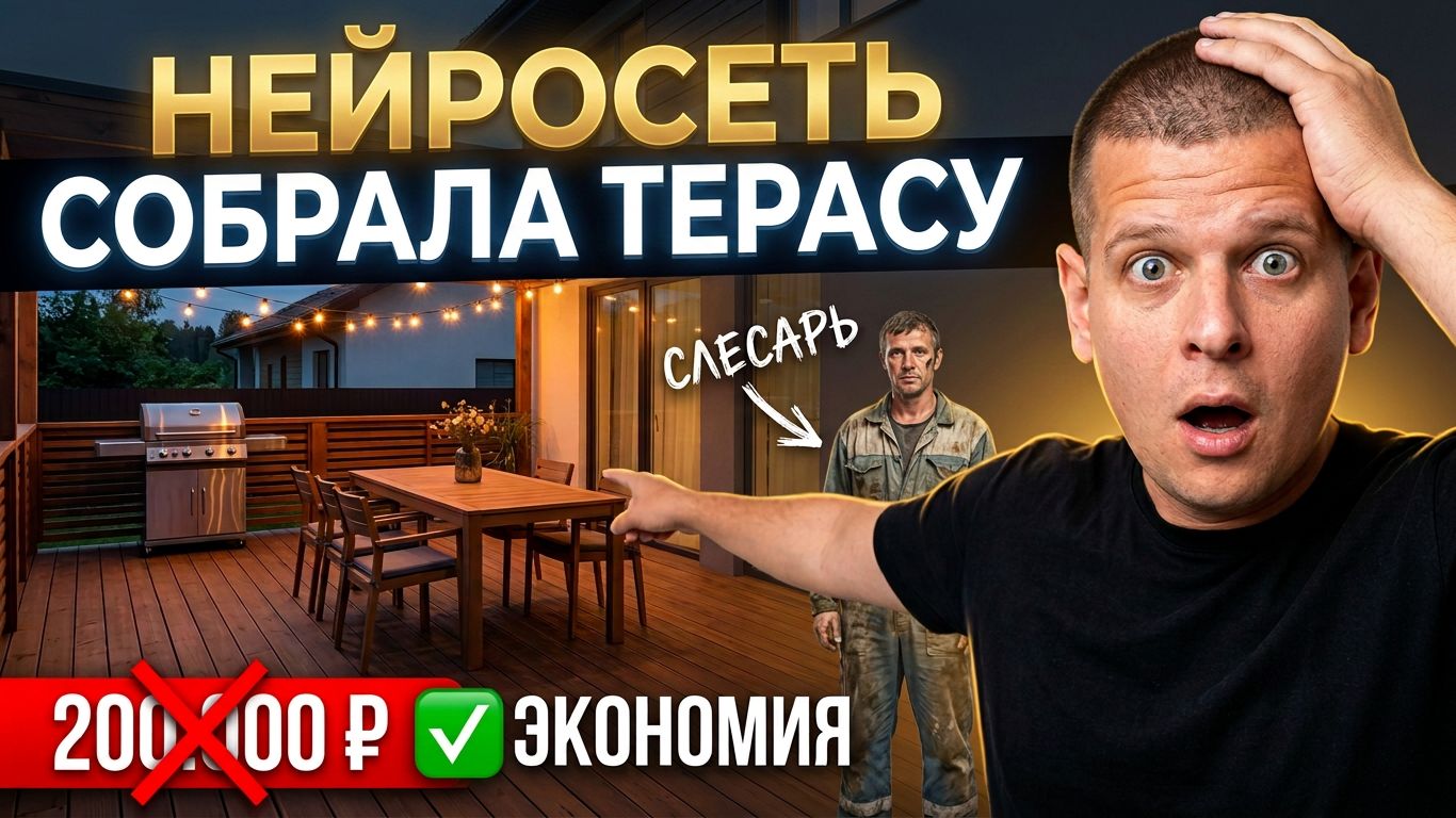 Обложка видео Павла Преснякова о проектировании мебели для террасы нейросетью